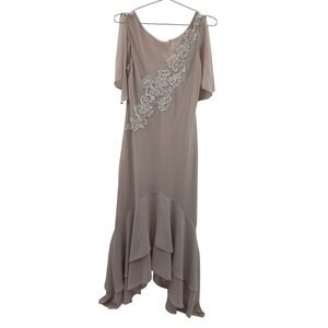 Patra Floral Embellished Ruffle Hem Maxi Dress Size 10 Fairy Retro Vintage VTG